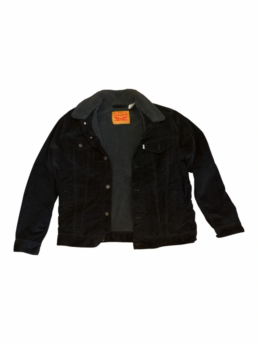 Vintage Levi's Men’s Black Sherpa-Lined Trucker Jacket